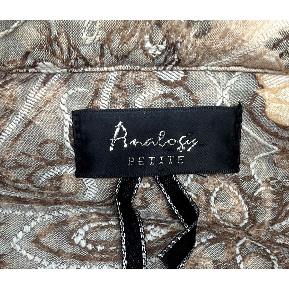 Analogy Petite Cropped Paisley Jacquard Jacket Neutral Brown Stretch - Picture 6 of 9